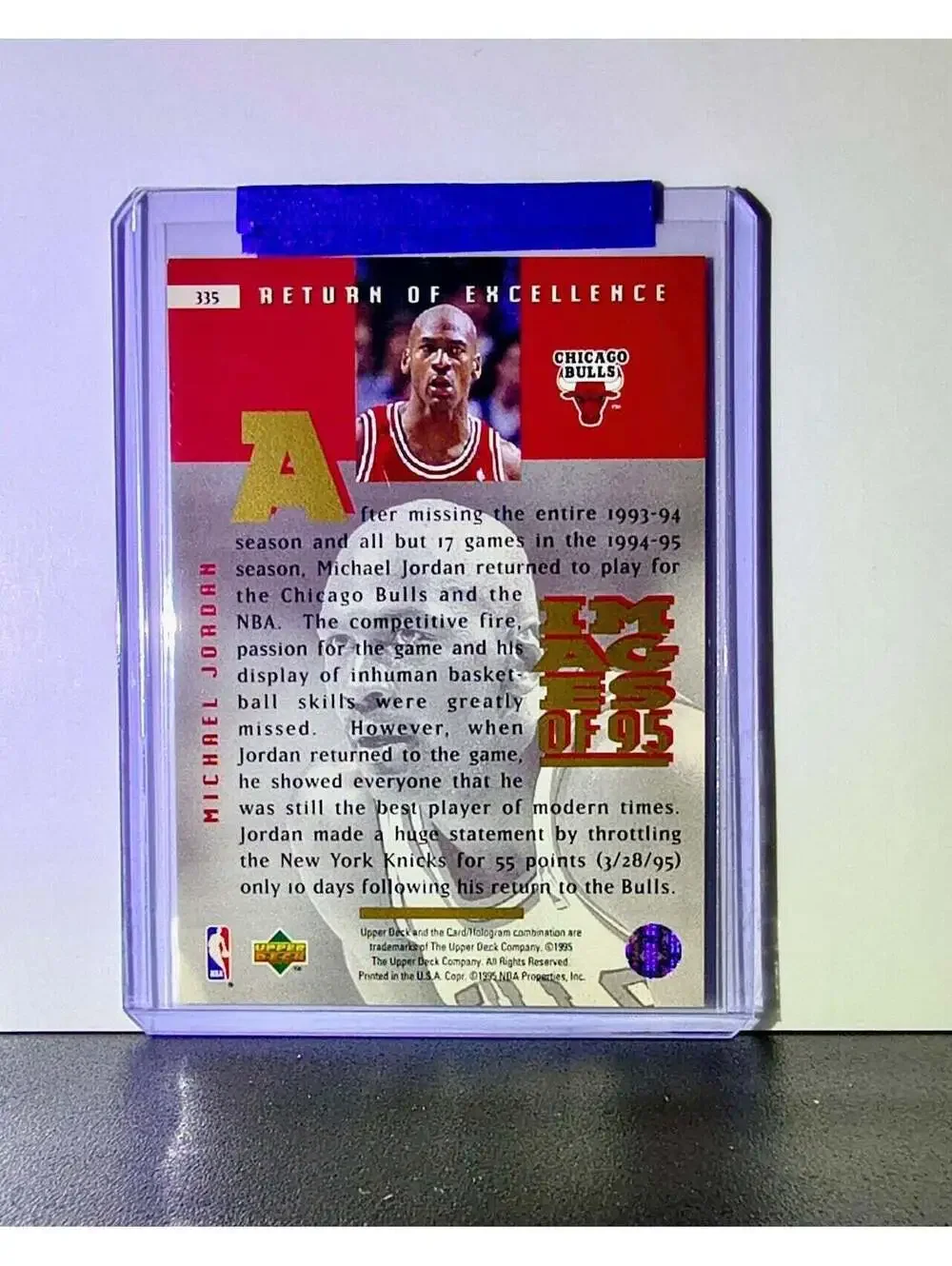 Michael Jordan 1995-96 Upper Deck Return of Excellence #335 Card Chicago Bulls